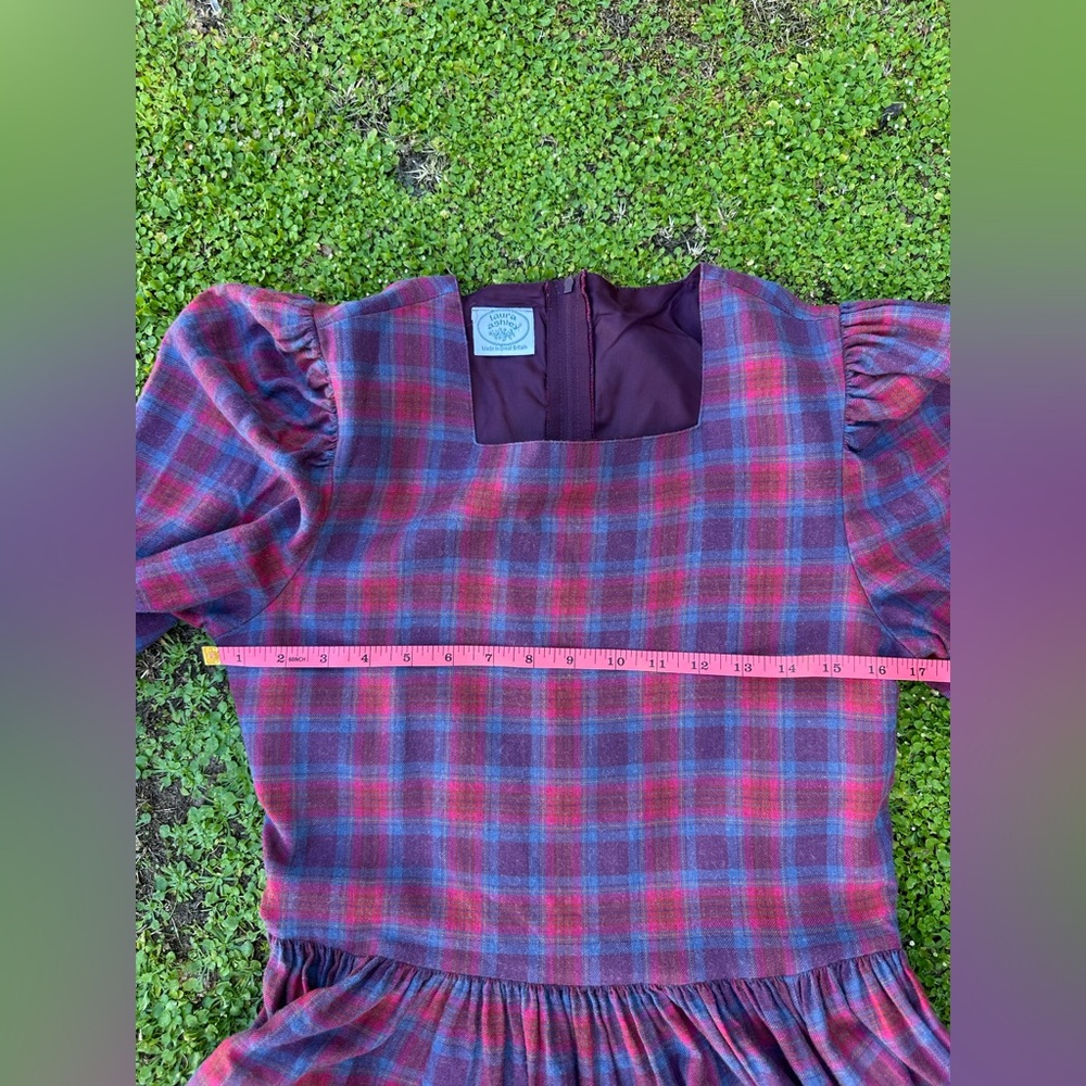 Vintage Laura Ashley Check Plaid Wool Blend Dress - Picture 10 of 13